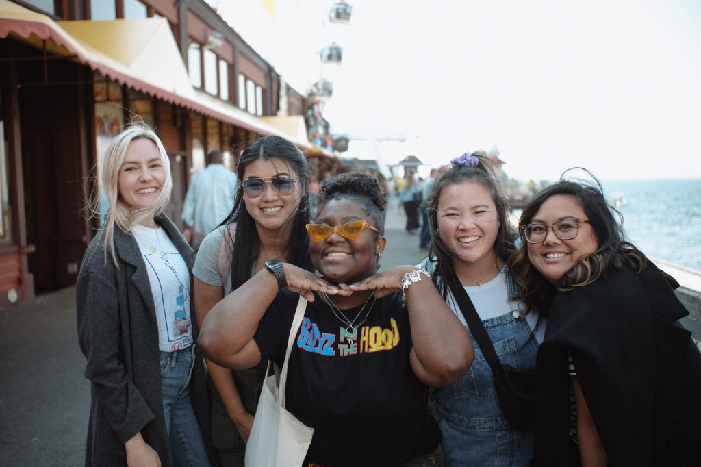 Outdoor group portrait in Seattle captured using Fuji X-E2 and Meike 25mm f1.8.