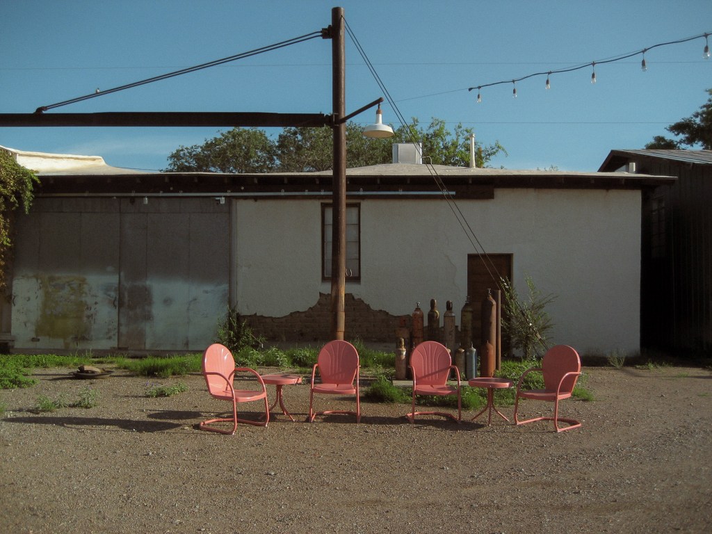 Colorful outdoor chairs photographed with Canon SD600 point-and-shoot camera in West Texas.