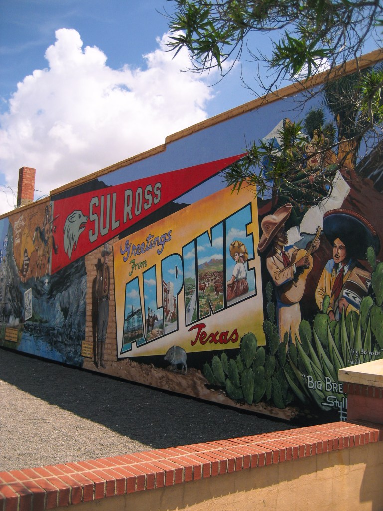 Greetings from Alpine mural photographed with Canon PowerShot SD600 in Alpine, Texas.