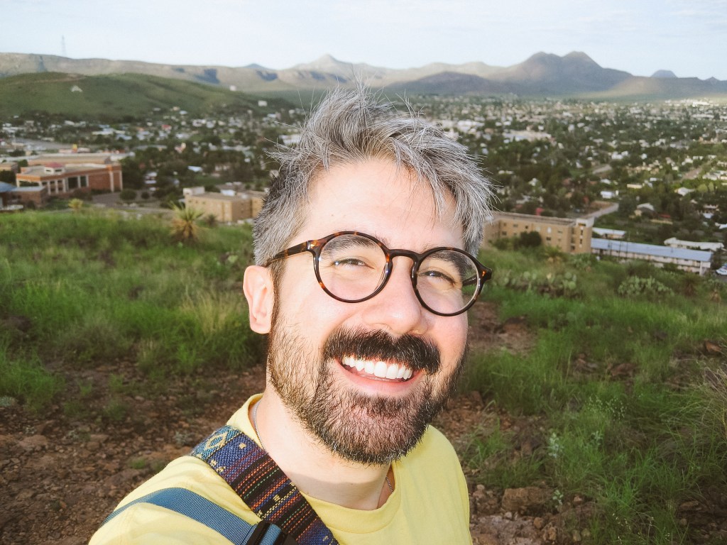 Travel selfie photographed with Canon SD600 during road trip through Marfa and Alpine, Texas.
