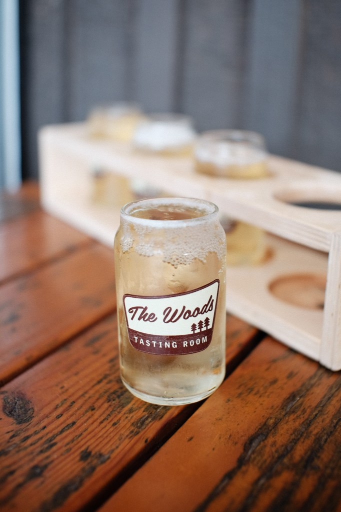 Craft cider served at Seattle Cider Company photographed indoors with the Fujifilm X-E2.